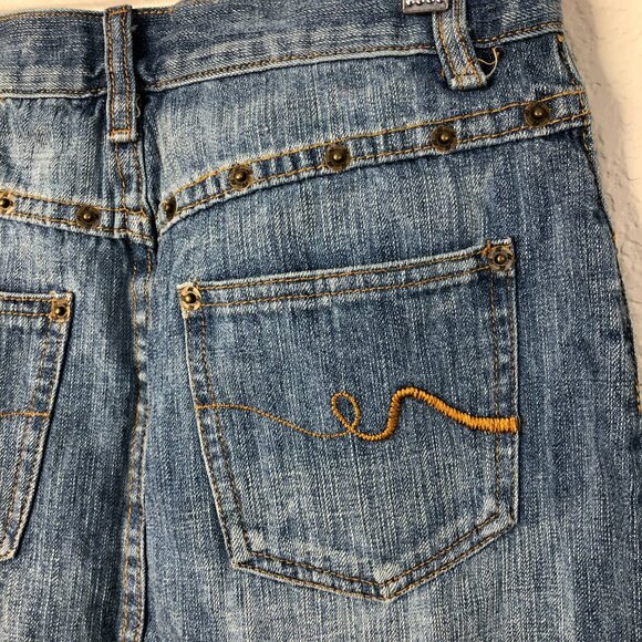 B Jeans Vtg Midi Denim Skirt Women's 4 Cowgirl Western Rodeo Rivets 100% Cotton - Picture 11 of 12